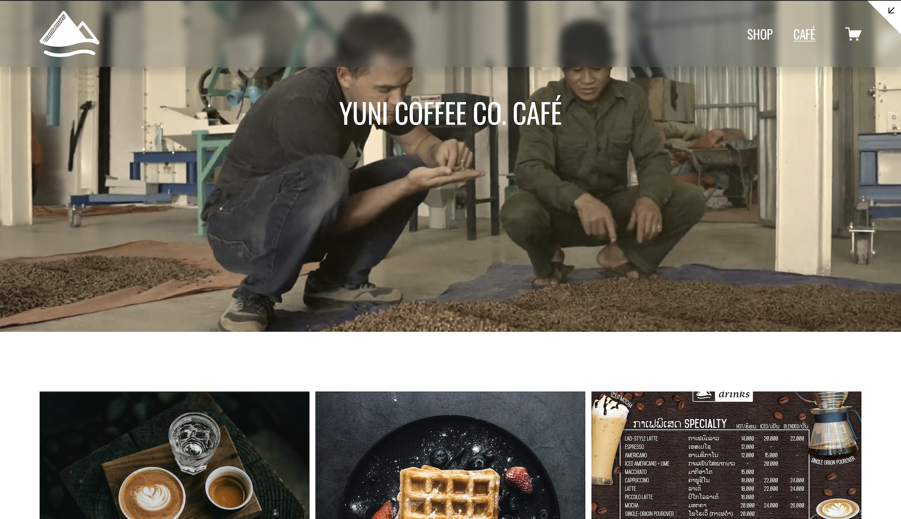 Yuni Coffee Co Website